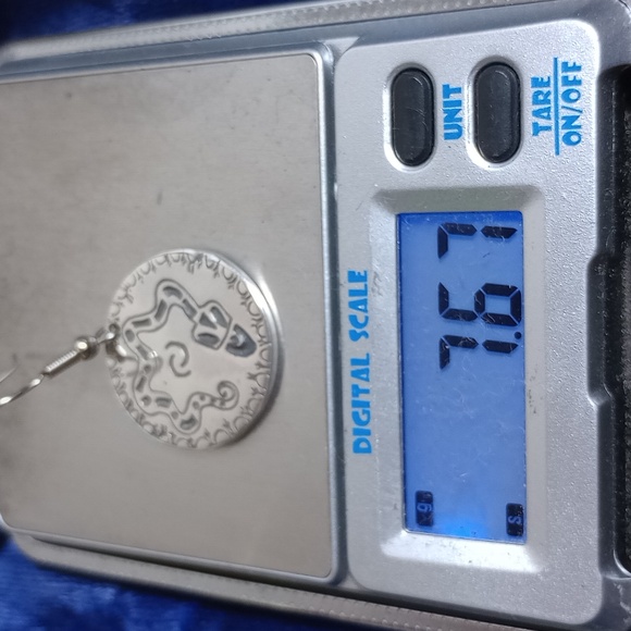 Snake Design On Sterling Silver Round Dangle Earrings  Signed JJ - Picture 11 of 14